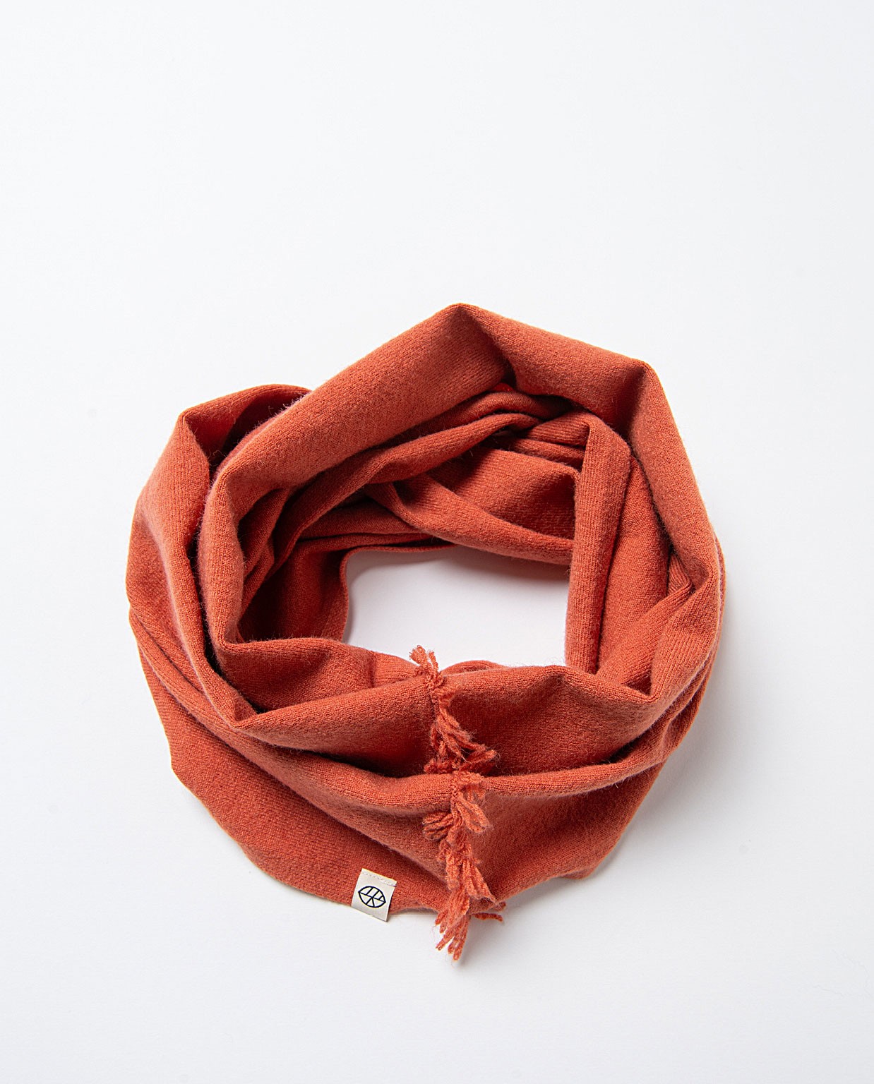 Cuello liso con mezcla de lana Teja