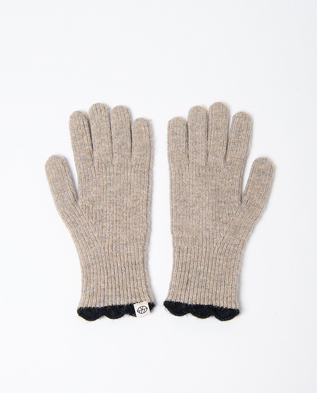 Guantes de tricot con ribete a contraste Beige