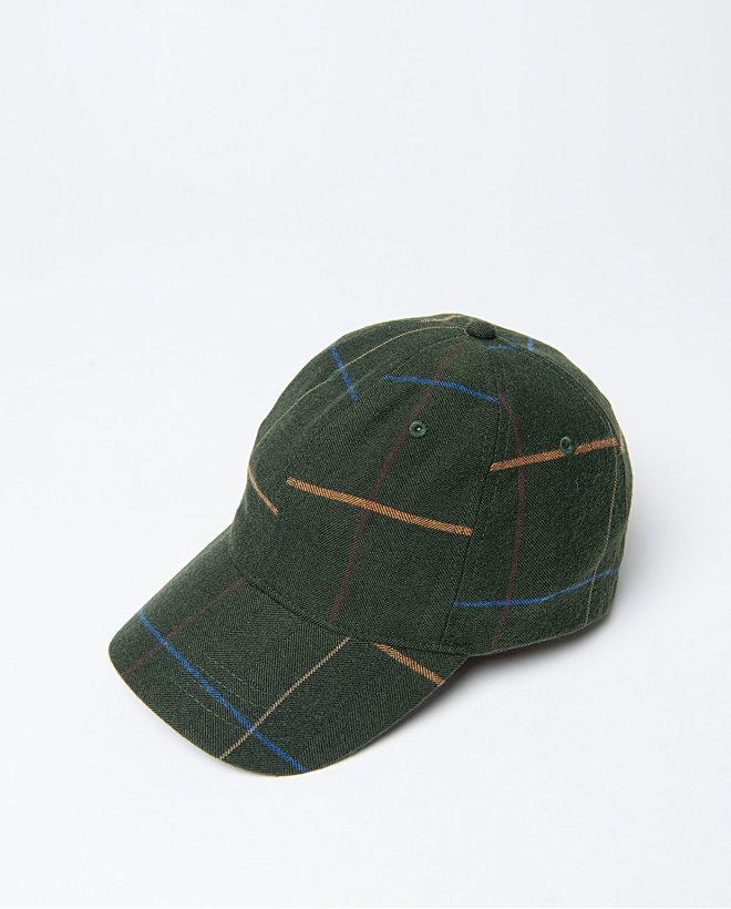 Gorra baseball con tejido de cuadros Kaki