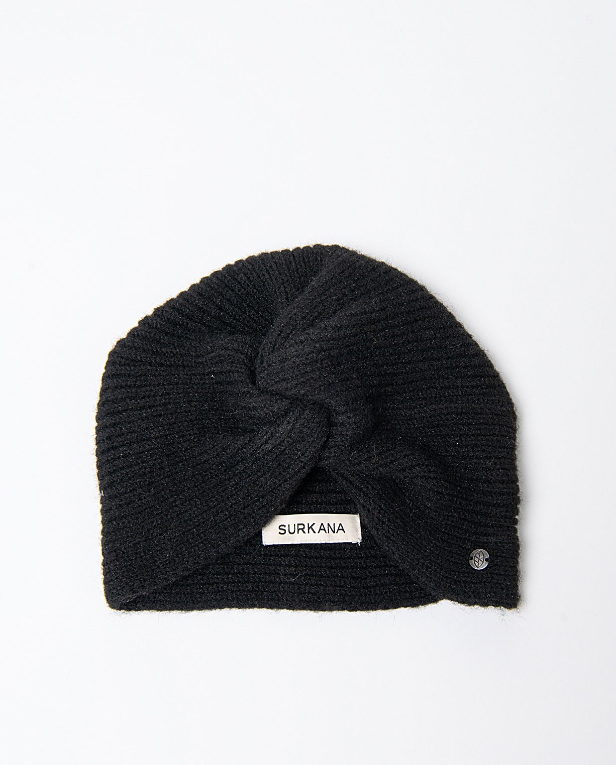 Knitted turban with knotted effect Black