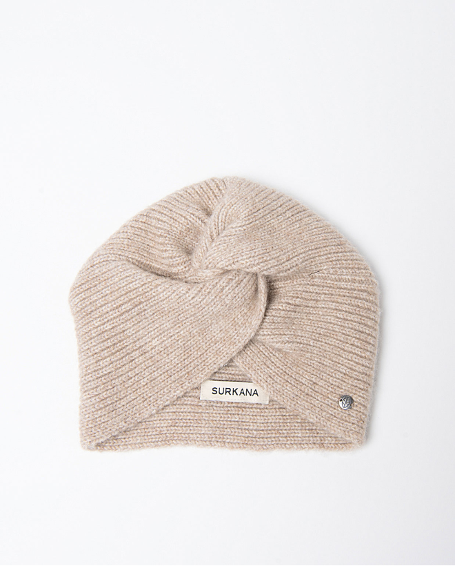 Knitted turban with knotted effect Ecru