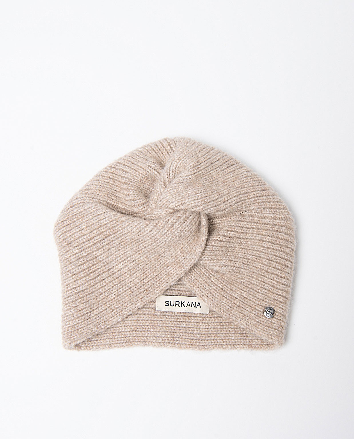 Knitted turban with knotted effect Ecru