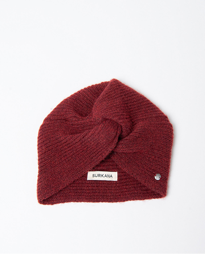 Knitted turban with knotted effect Maroon