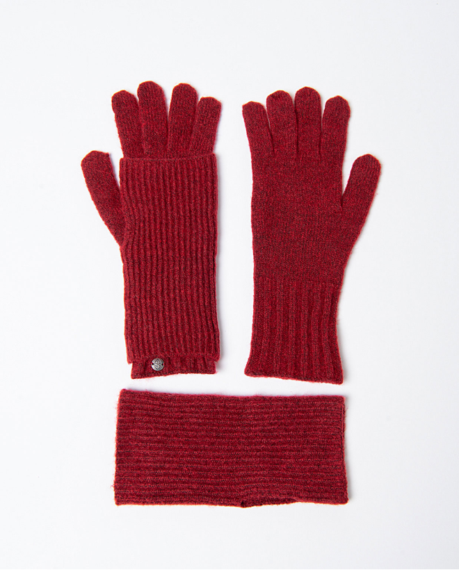 Guantes y mitones desmontables 2 en 1 Granate