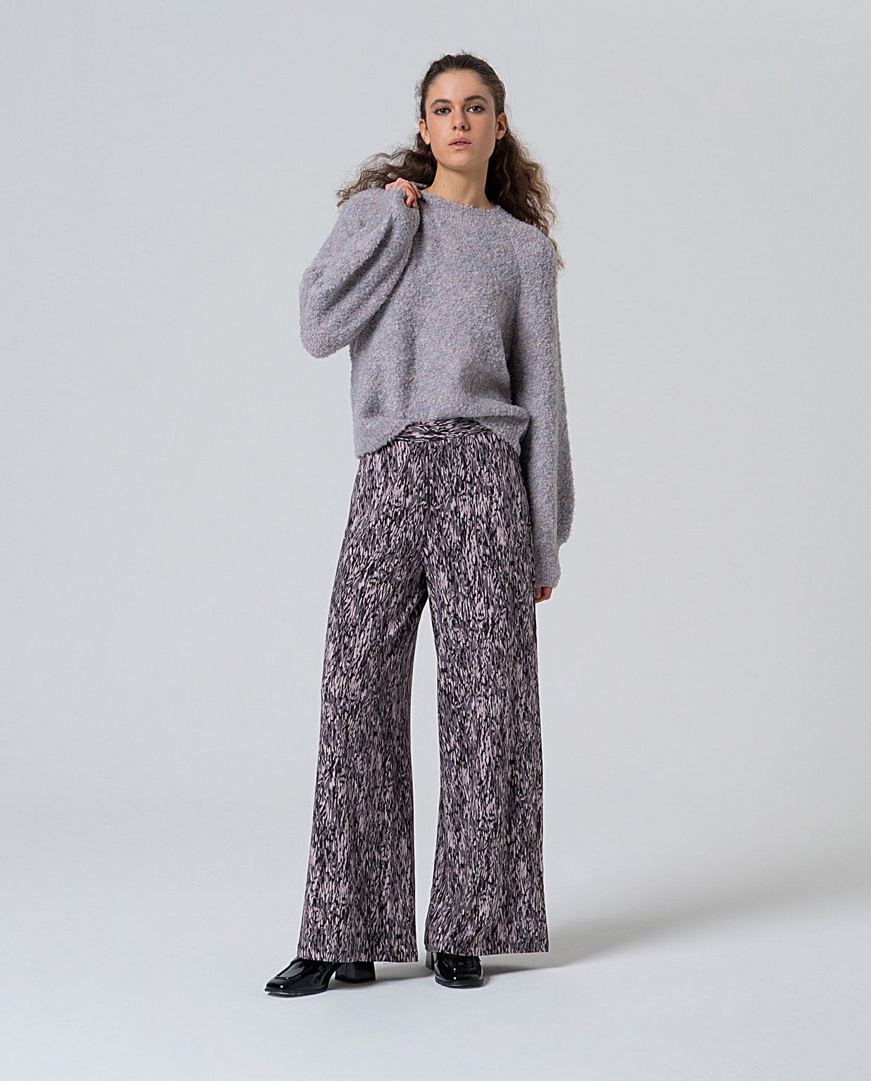 Pantalón fluido en viscosa ecovero Gris