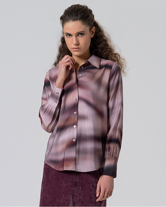 Camisa fluida de corte clásico Gris
