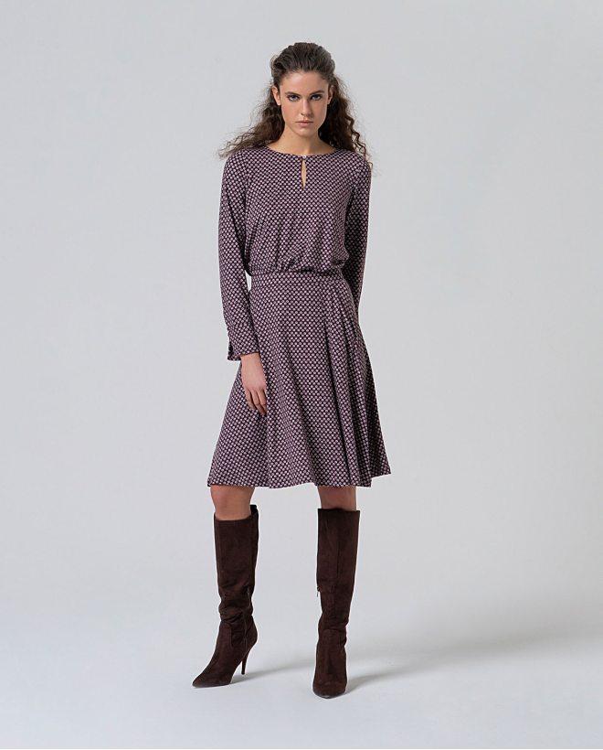 Falda estampado gráfico largo a rodilla Gris