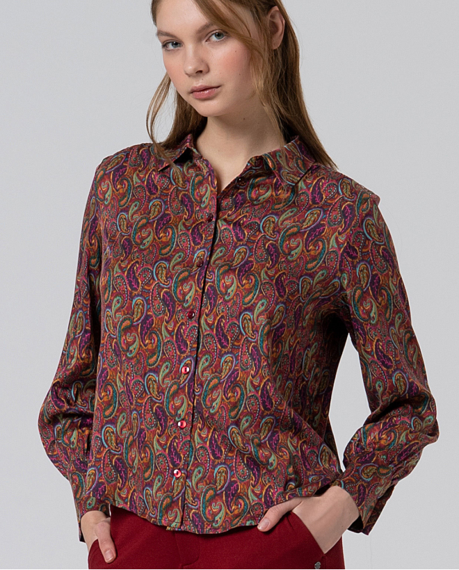 Camisa fluida con print paisley Multi