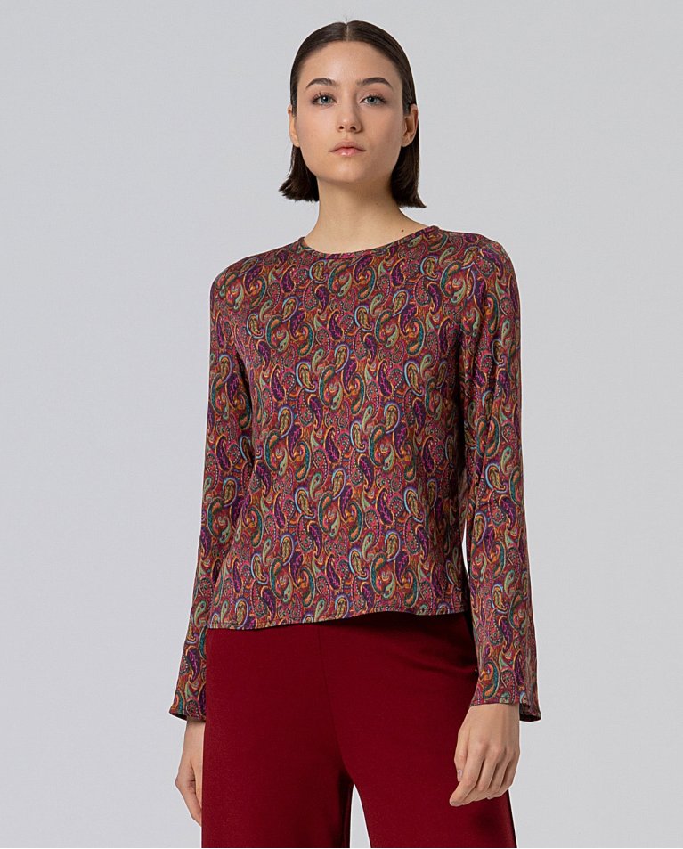 Blusa fluida con print paisley Multi