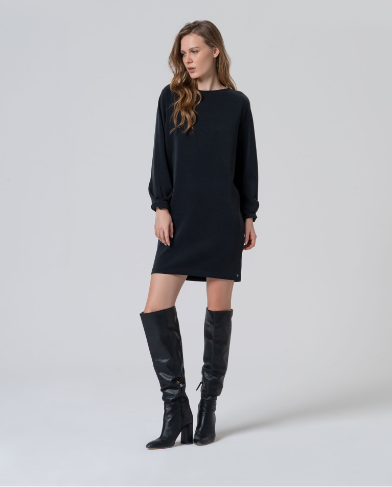 Short oversize modal dress Black