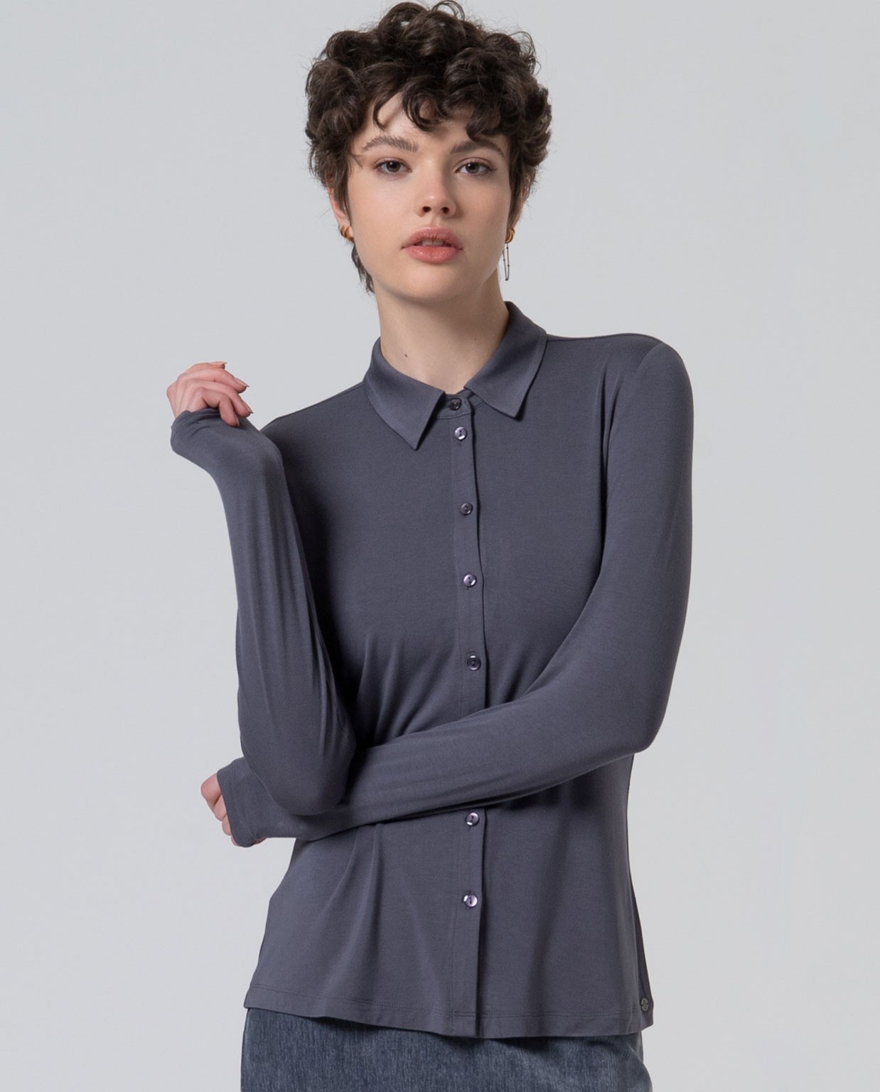 Camisa elástica y suave de bambú Gris oscuro