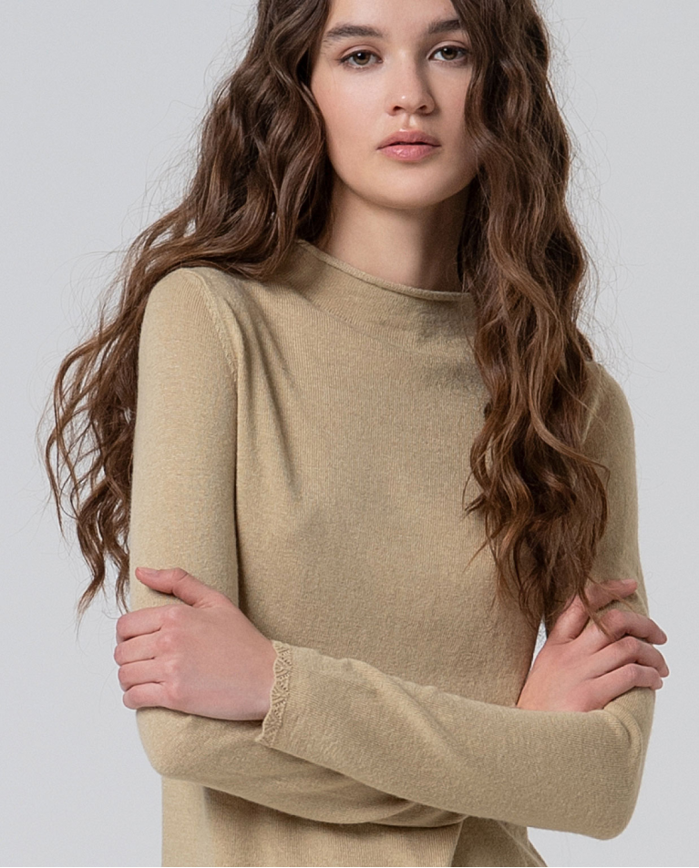 Jersey de punto cuello perkins Crudo