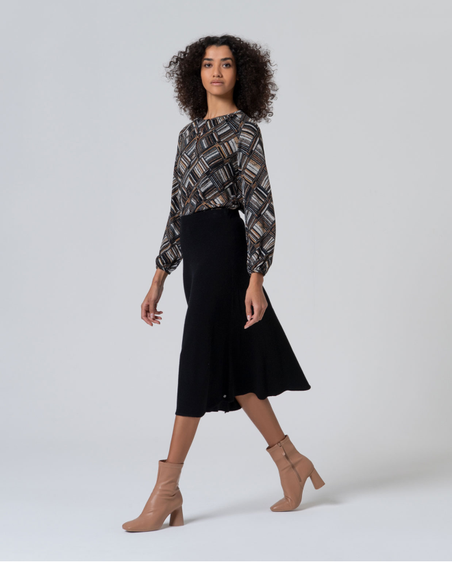 Falda de tricot color liso Negro