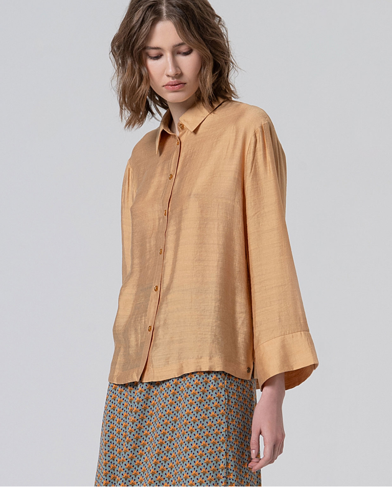 Camisa oversize manga campana Beige