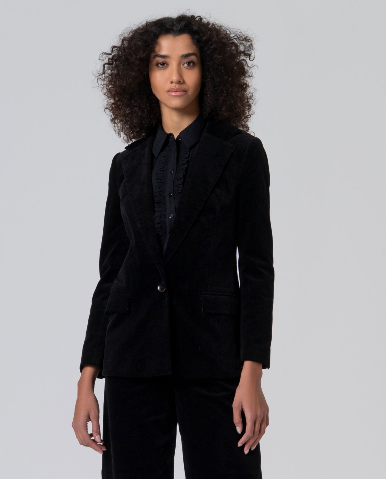 Blazer de pana con forro interior Negro