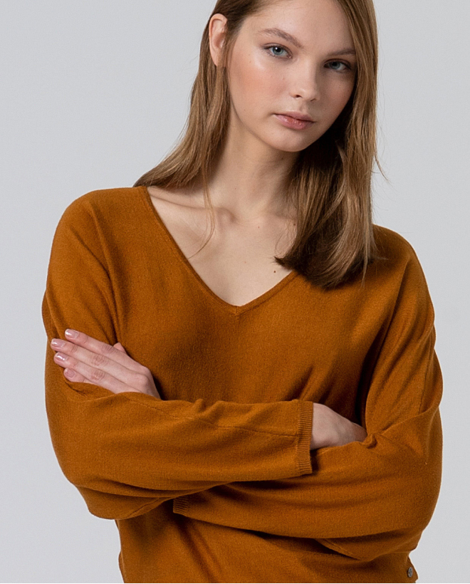 Wide Japanese sleeve sweater Ocre