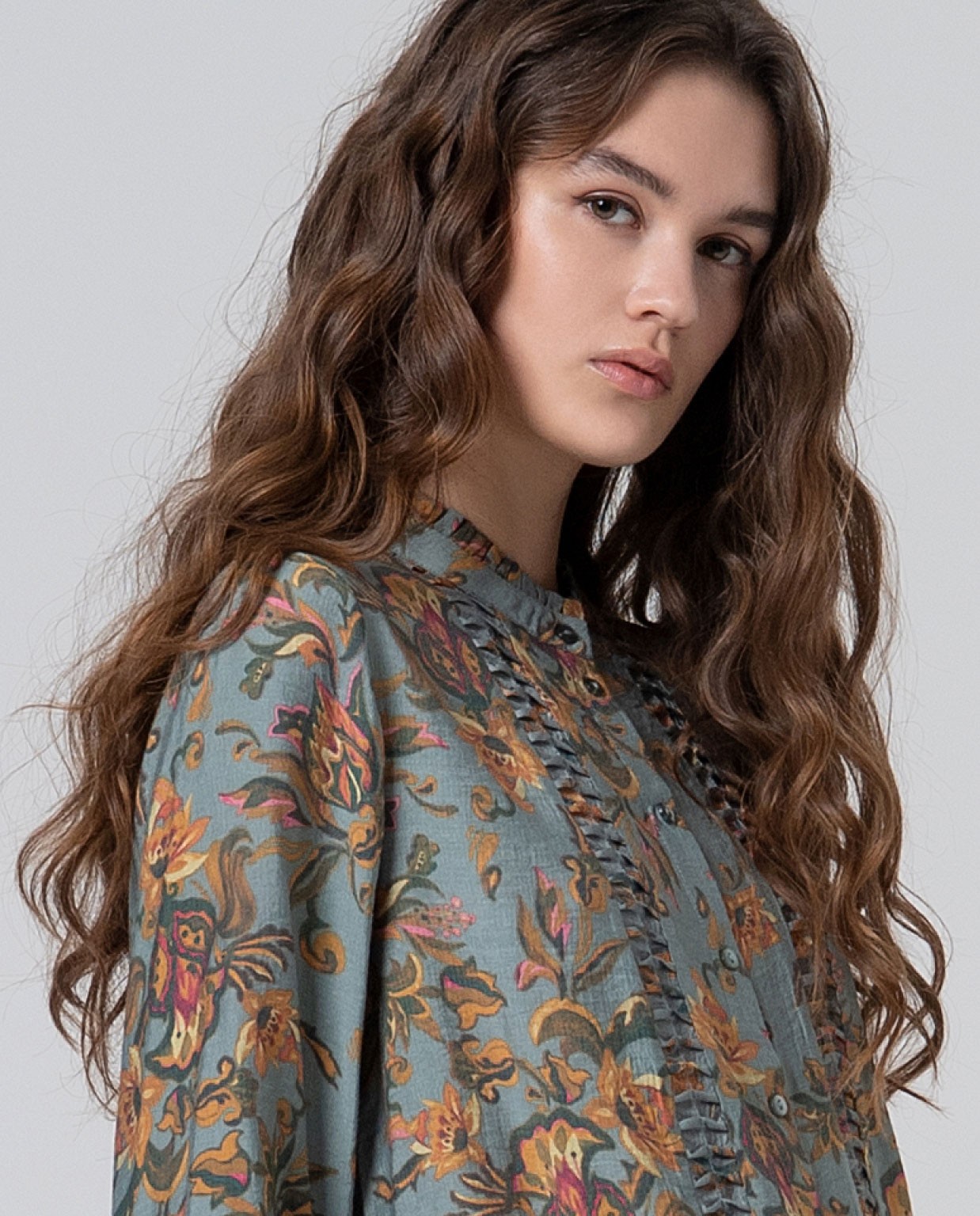 Blusa fluida de viscosa con fruncidos Multi