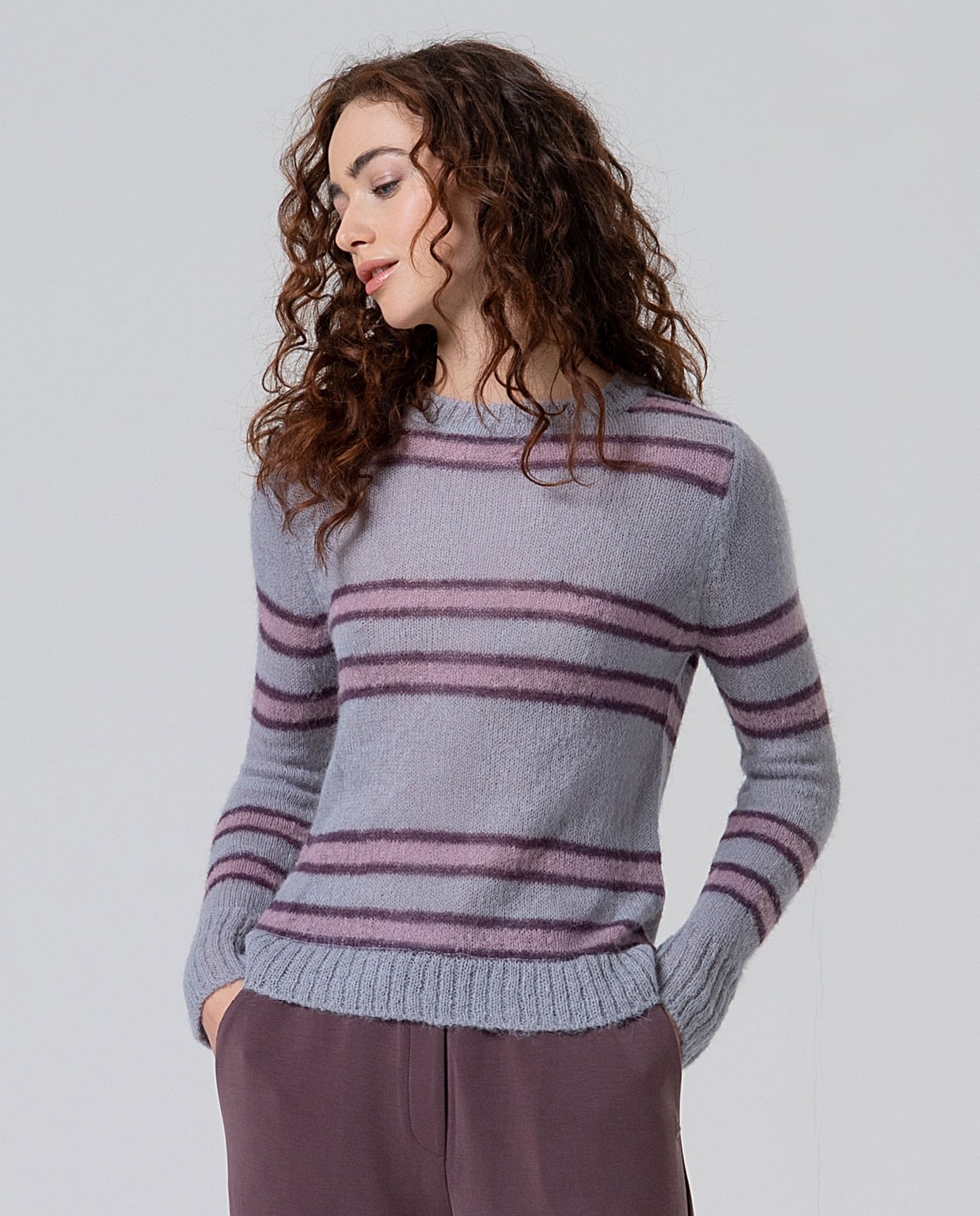 Jersey de jacquard de cuadros Malva Empolva