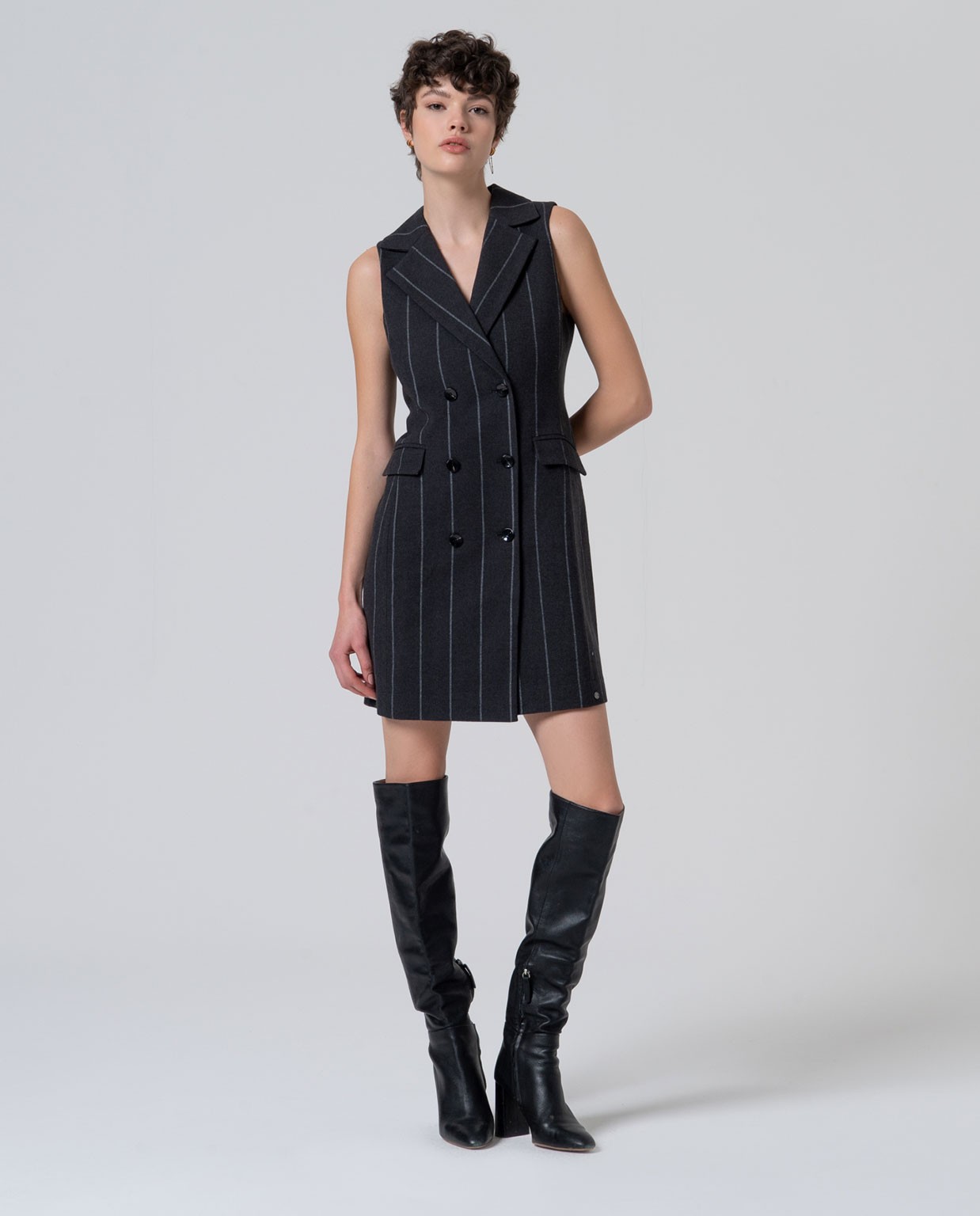 Pinafore pinstripe pinafore Dark grey