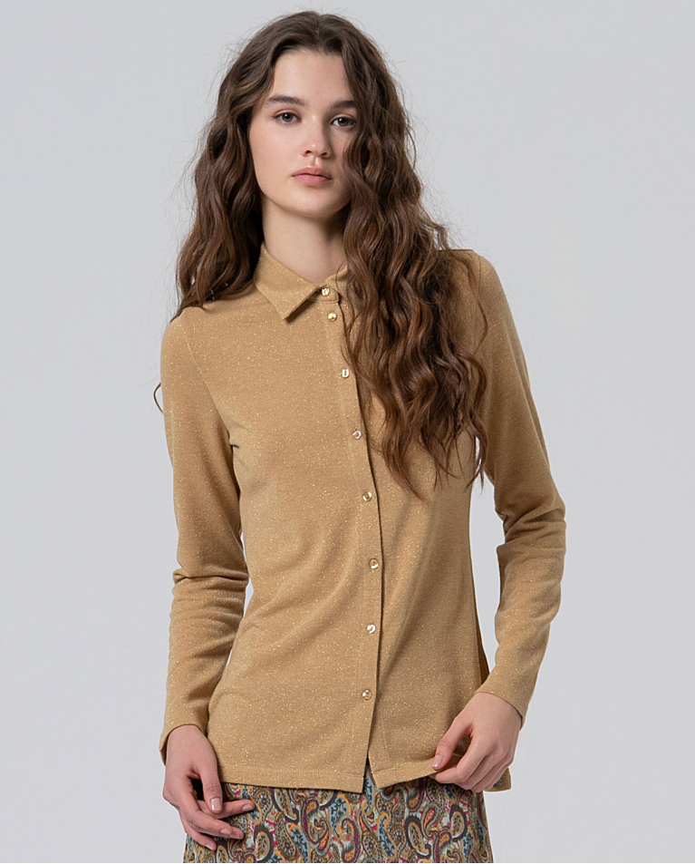 Camisa elástica de lurex Oro