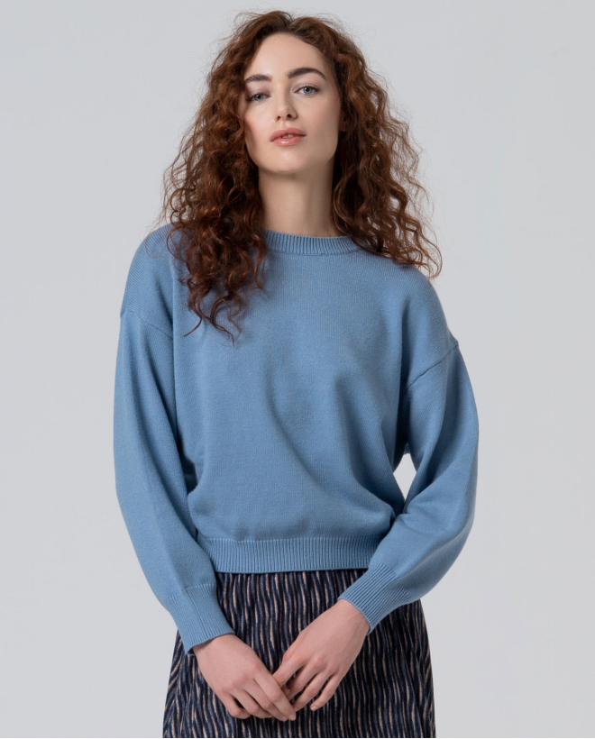 Jersey corto con manga abullonada Azul