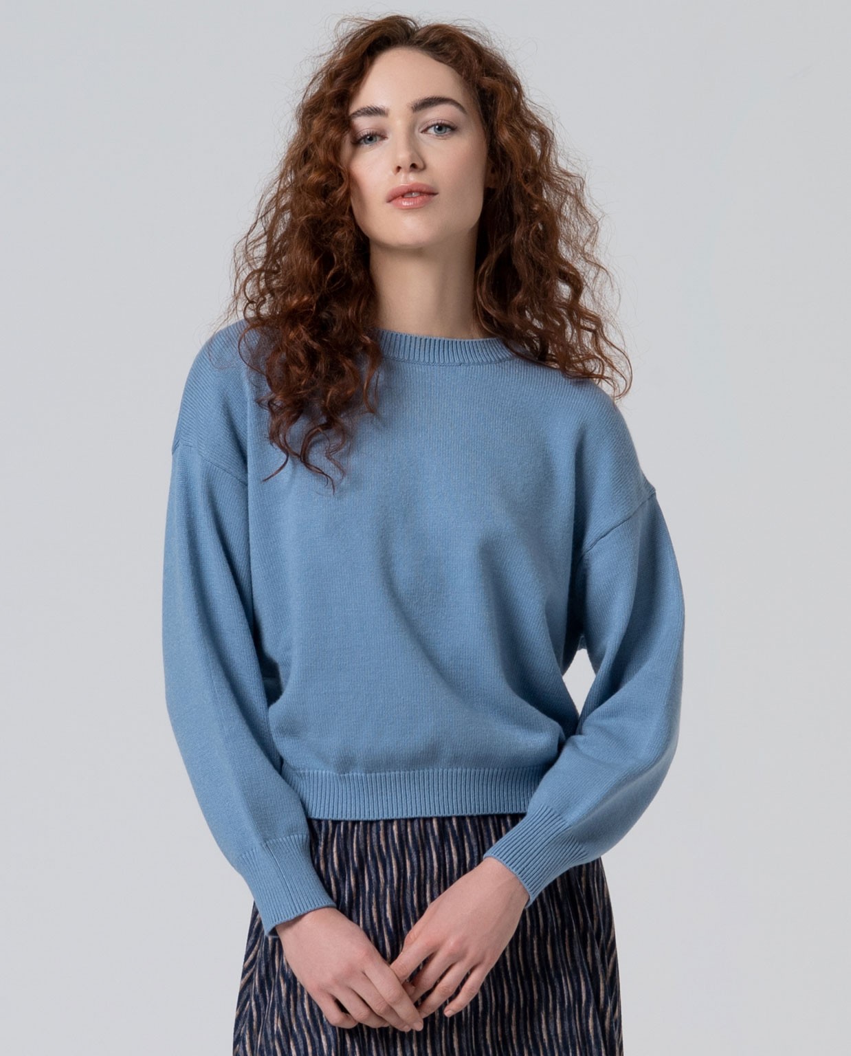 Jersey corto con manga abullonada Azul