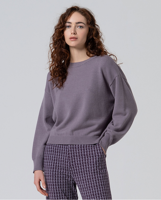 Jersey corto con manga abullonada Gris Empolvad