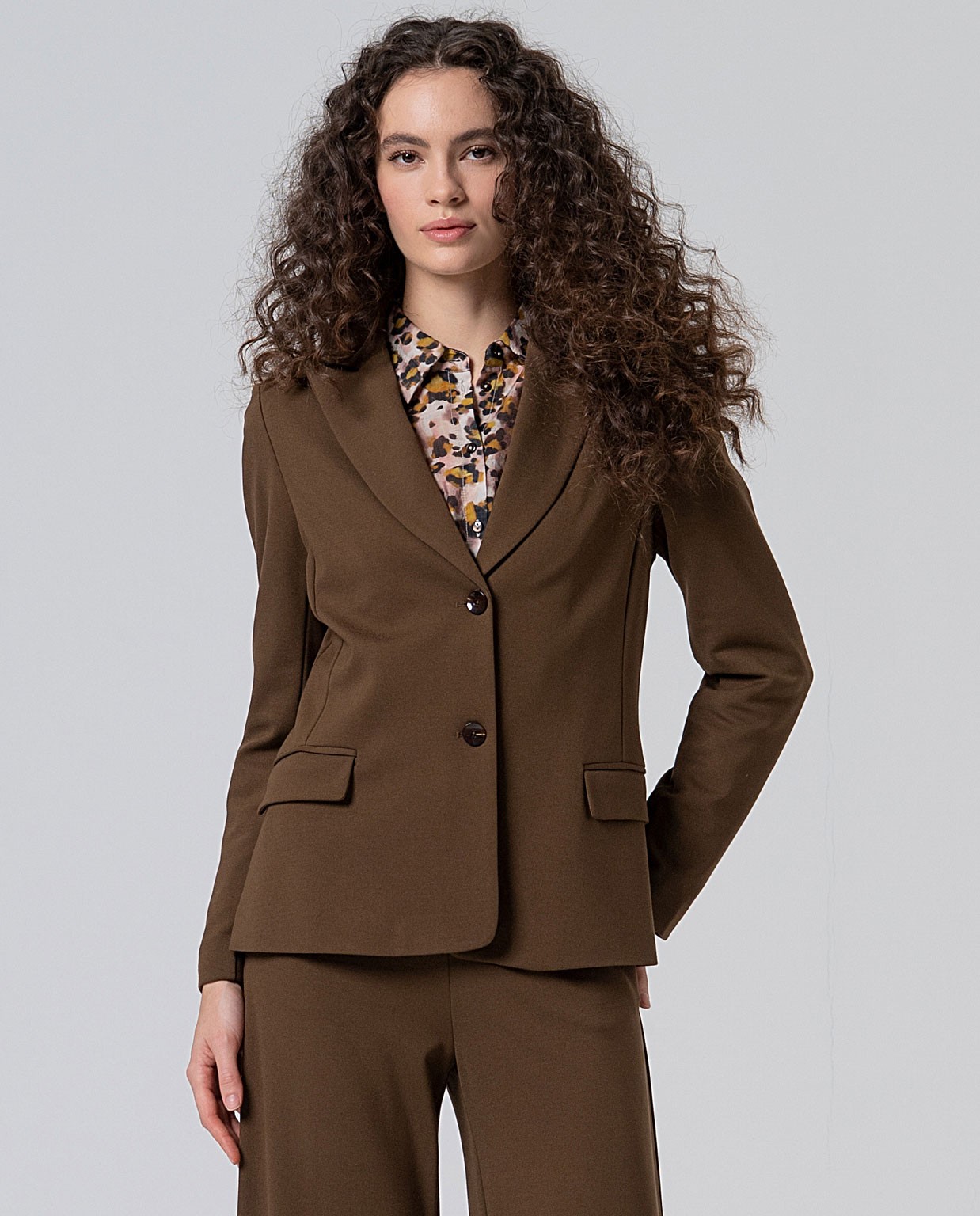 Stretch blazer with pockets Khaki dark