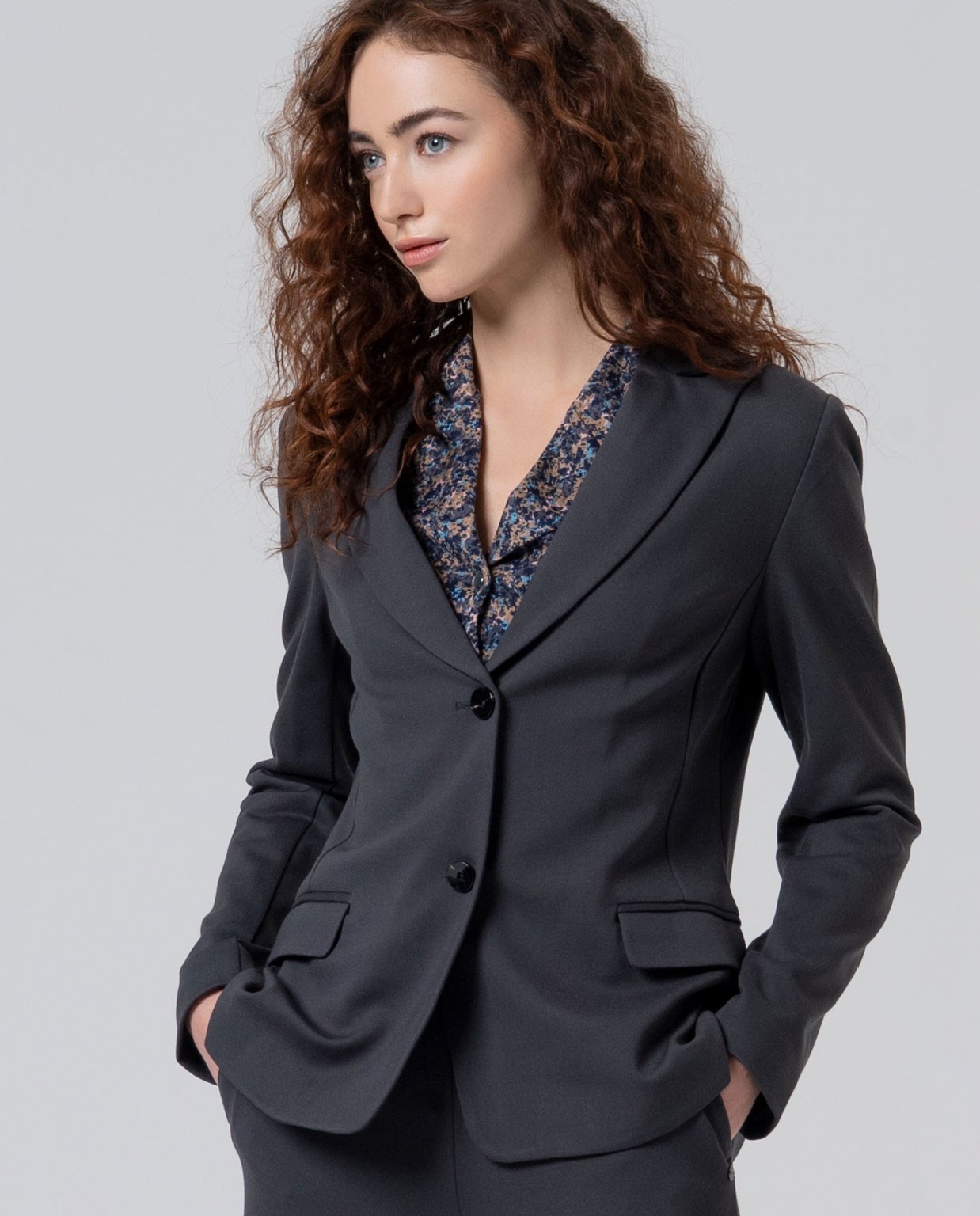 Stretch blazer with pockets Dark grey