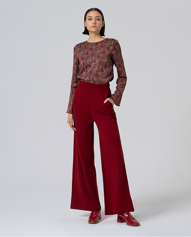 Pantalón ancho sin cierres Rojo Inglés