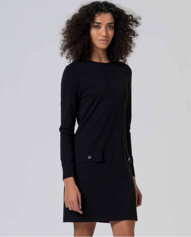 Vestido corto y recto evasé Negro