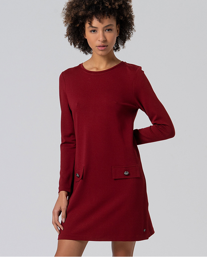 Vestido corto y recto evasé Rojo Inglés