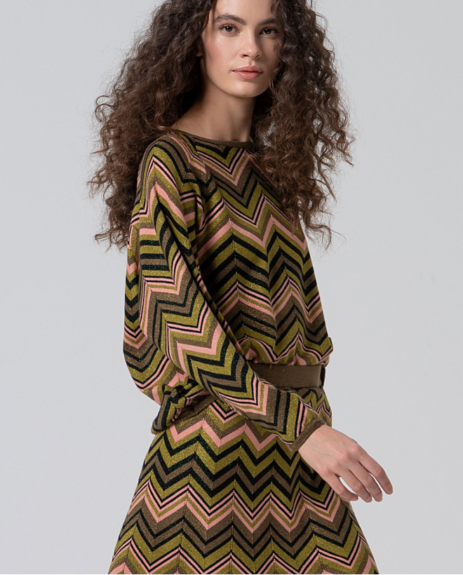 Jersey de punto con lurex Verde