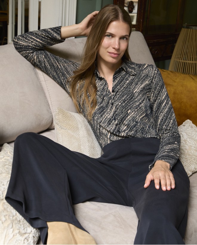 Pantalón ancho de modal sin cierre Negro