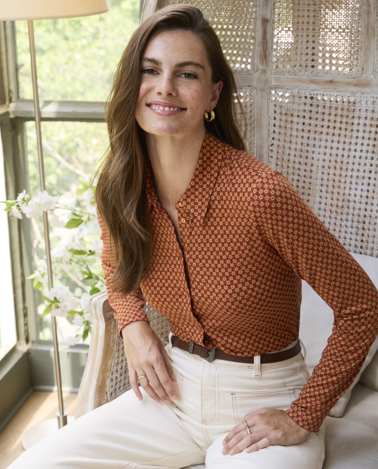 Camisa estampada de poliéster reciclado Toffee