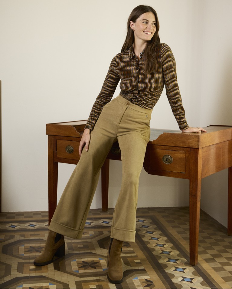 Pantalón wide leg aterciopelado Arena
