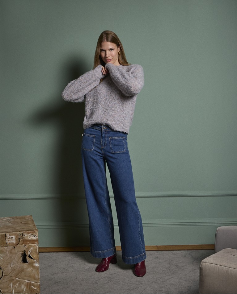 Pantalón vaquero corte flare Indigo