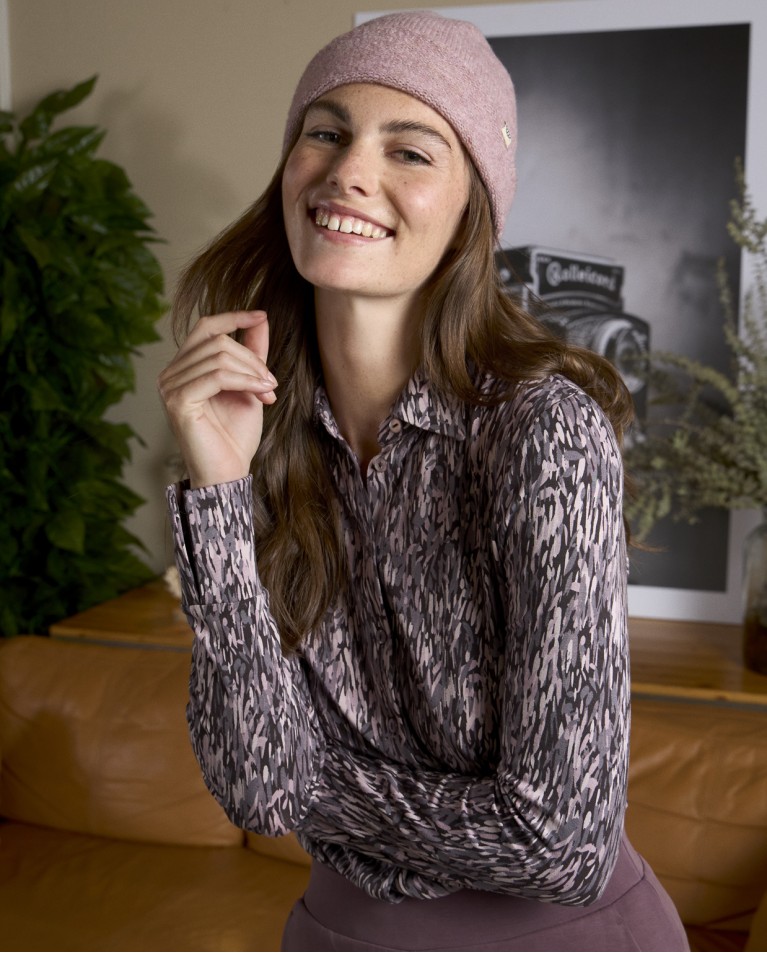 Elastic and fluid long sleeve shirt Grey