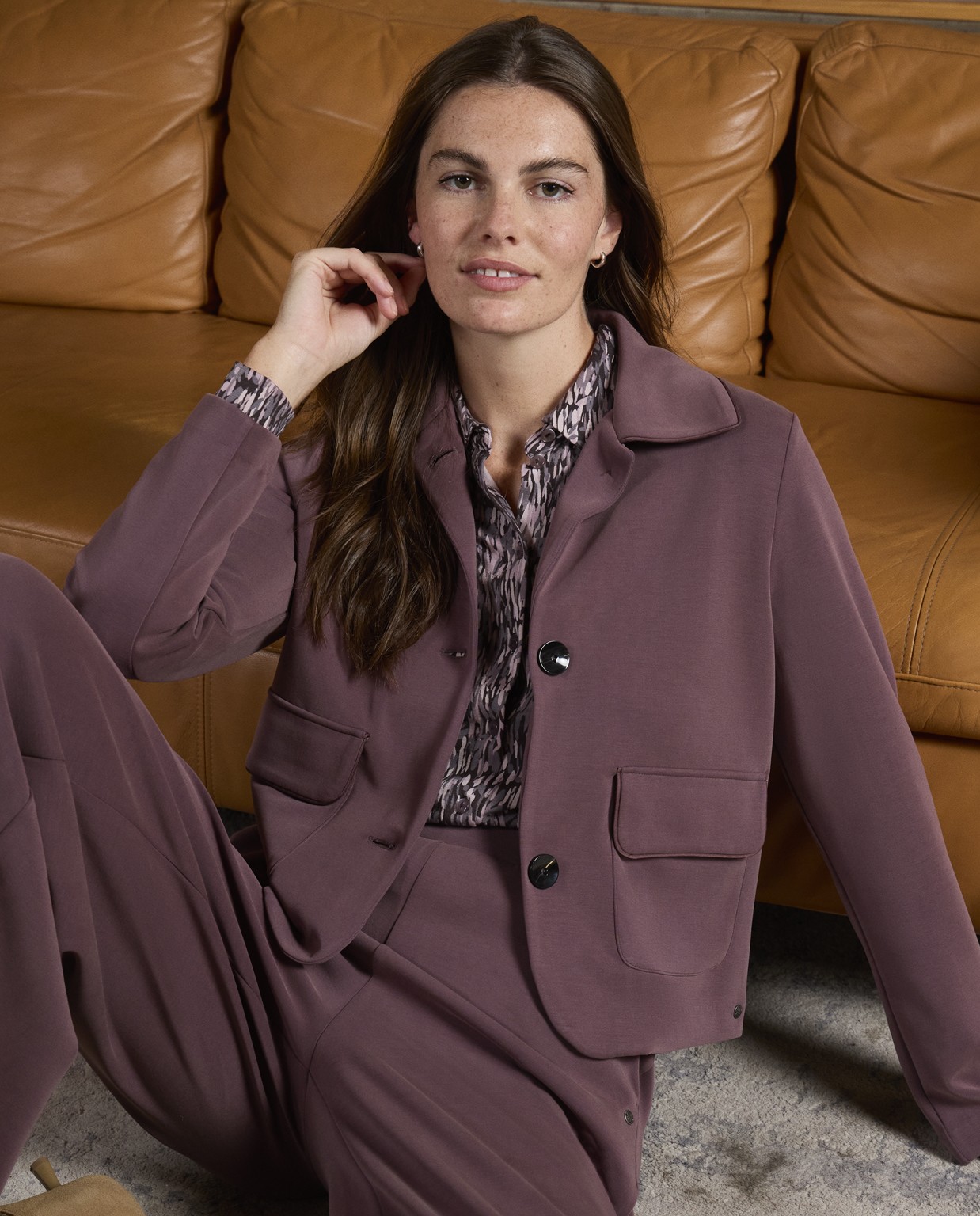 Short modal jacket with pockets Blueberry