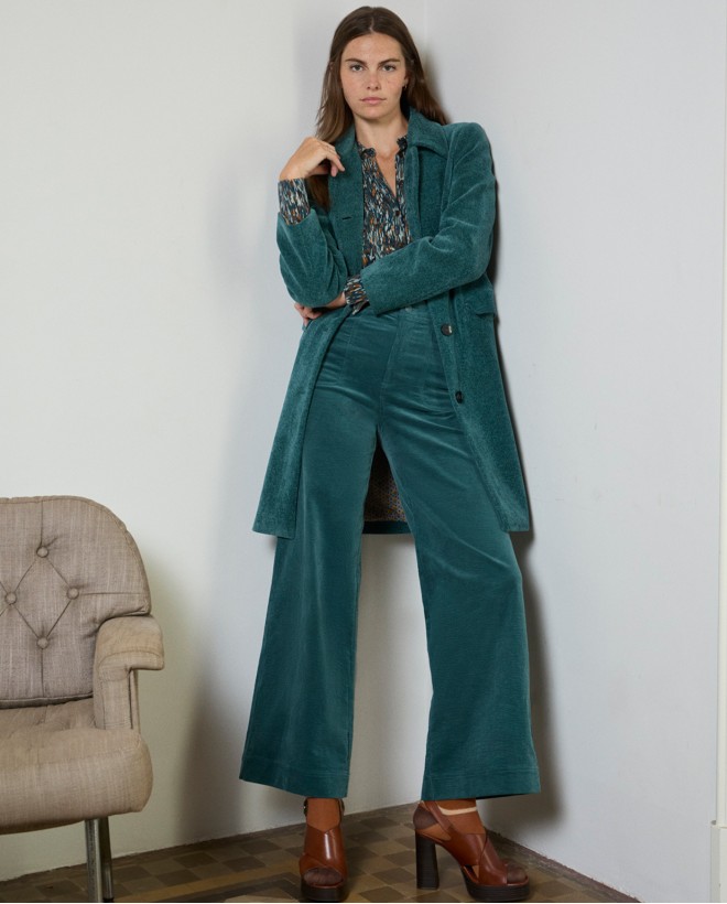 Pantalón de pana wide leg Azul acero