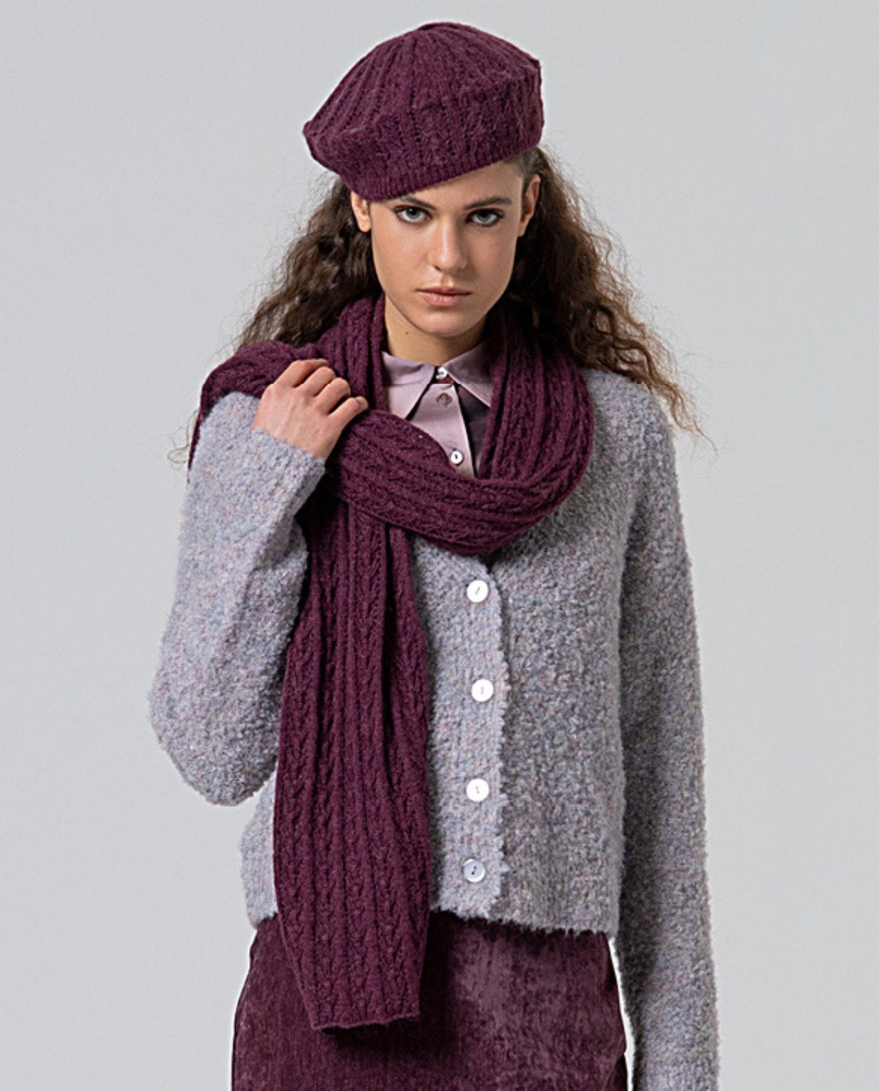 Boina tricot de fantasía Ciruela