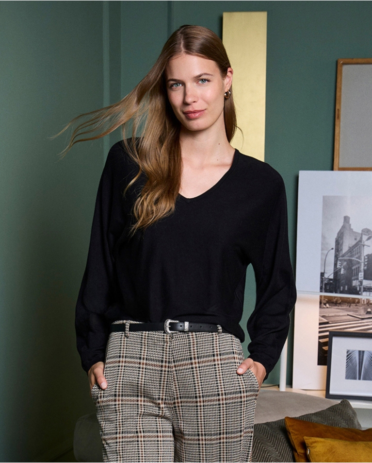Wide Japanese sleeve sweater Black