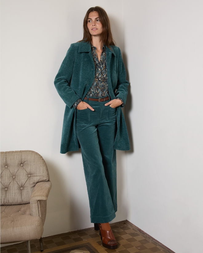 Pantalón de pana wide leg Azul acero