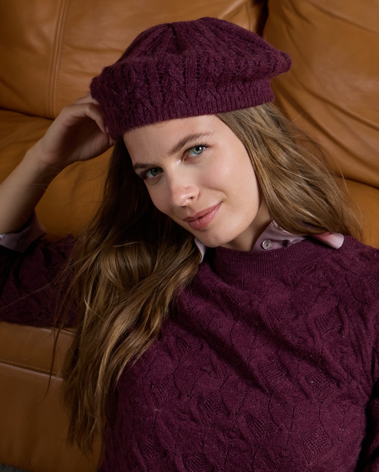 Fantasy tricot beret Plum