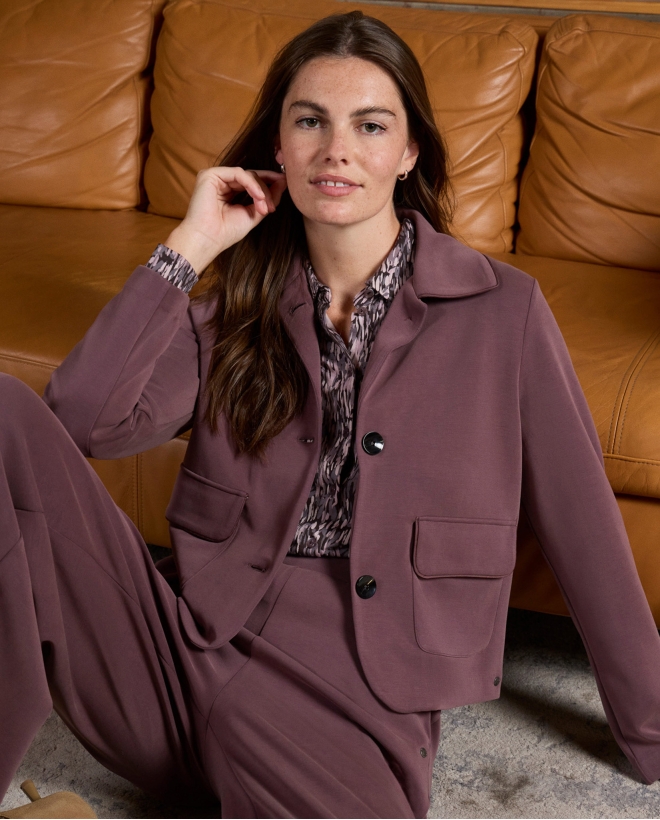 Short modal jacket with pockets Blueberry