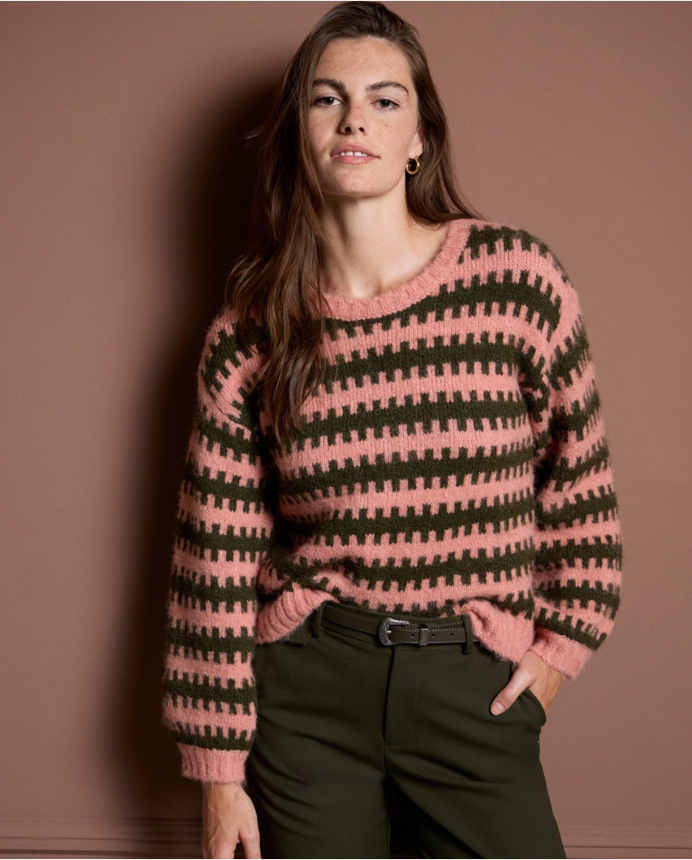 Camisola de malha volumosa reciclada Rosa
