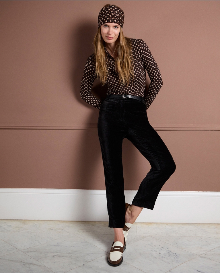 Velvet effect skinny pants Black