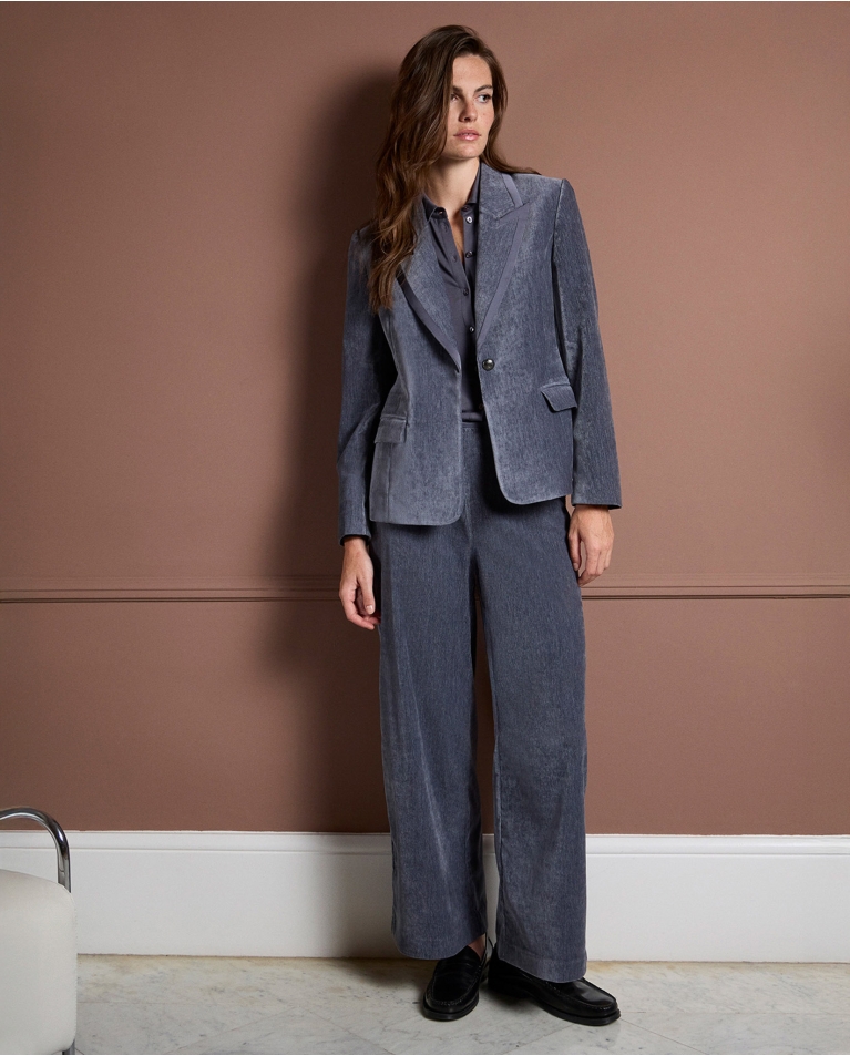 Pantalón oversize efecto terciopelo Gris