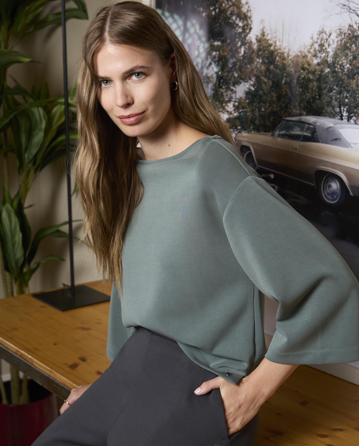 Modal oversize T-shirt Steel Blue