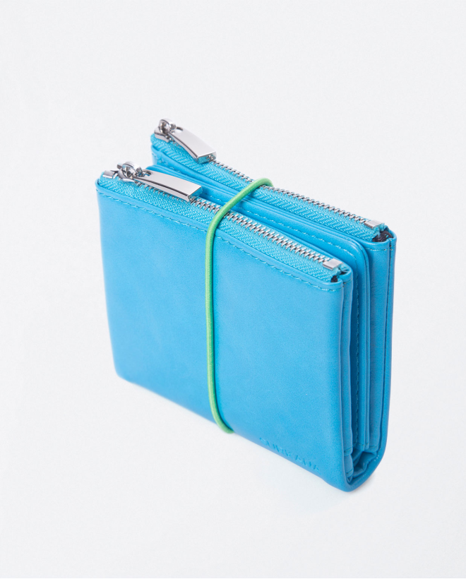 Small wallet with card holder and coin purse. Plai Sky blue